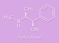 Ephedrine stimulant drug molecule. Alkaloid found in Ephedra plants. Used as stimulant, appetite suppressant, decongestant, etc..