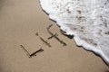 Written in the sand, ephemeral 'life'. Royalty Free Stock Photo