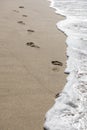 Foot prints in the sand, an ephemeral moment of joy