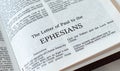 Ephesians open Holy Bible Book close-up Royalty Free Stock Photo