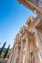 Ephesus Library of Celsus close-up detail view in the ancient city of Ephesus, Turkey