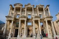 EPHESUS, TURKEY - 12 November 2014 : Ruins of the library of Celsus in Ephesus. Ephesus is a candidate for inscription on Royalty Free Stock Photo