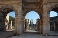 Ephesus Turkey view through arches of the gate of Mazeus and Mithridates Royalty Free Stock Photo