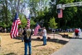 Honoring Major Winters at Dedication Ceremony with Flags