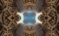 Epic abstract fantastic poster or background. Futuristic view from inside of the fractal. Pattern in form of arrows.
