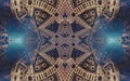 Epic abstract fantastic poster or background. Futuristic view from inside of the fractal. Pattern in form of arrows.