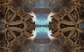 Epic abstract fantastic poster or background. Futuristic view from inside of the fractal. Pattern in form of arrows.