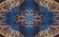 Epic abstract fantastic poster or background. Futuristic view from inside of the fractal. Pattern in form of arrows.