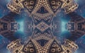 Epic abstract fantastic poster or background. Futuristic view from inside of the fractal. Pattern in form of arrows.