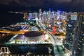 Epic aerial view of Downtown Miami at night