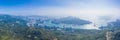 Epic aerial view of Tsuen Wan and countryside nearby, Hong Kong, daytime