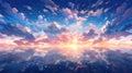 epic anime hope artwork, a lot of clouds in the sky over the ocean Royalty Free Stock Photo