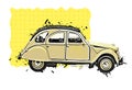 An epic back Citroen 2CV car illustration Royalty Free Stock Photo