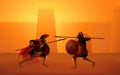 Epic battle of Achilles vs Hector, the legendary duel in front of Troy\'s mighty fort