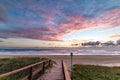 Epic beach landscape with sunrise sky and beach entrance