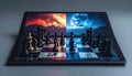 Epic Chess Battle on a Digital Tablet Screen Royalty Free Stock Photo