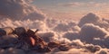 Epic Cloudscape Dramatic Sunset Above the Clouds Fantasy Art Royalty Free Stock Photo
