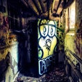 Epic colorful graffiti in old psych center Royalty Free Stock Photo