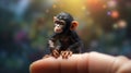 Photorealistic Painting Of A Chimp Sitting On A Finger
