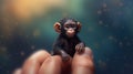 Photorealistic Painting Of A Chimp Sitting On A Finger