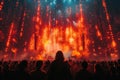 A captivated audience stands before a breathtaking light show, surrounded by Royalty Free Stock Photo