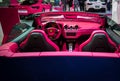 Epic convertible luxurious sports Ferrari car - Beautiful pink Ferrari interior Royalty Free Stock Photo