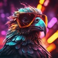 Epic Cyberpumk Bird Neon Retro Wave Style