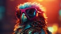 Epic Cyberpumk Bird Neon Retro Wave Style