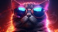 Epic Cyberpumk Cat Neon Retro Wave Style