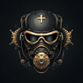 An epic cyberpunk steampunk mad max style scifi fantasy logo, insignia or emblem