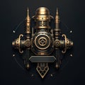 An epic cyberpunk steampunk mad max style scifi fantasy logo, insignia or emblem Royalty Free Stock Photo