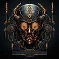 An epic cyberpunk steampunk mad max style scifi fantasy logo, insignia or emblem Royalty Free Stock Photo