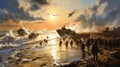 Epic Dawn: Masterful Rendition of D-Day\'s Historic Landing