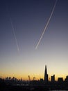 Epic dawn sunrise landscape cityscape over London city sykline looking East along River Thames Royalty Free Stock Photo