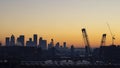 Epic dawn sunrise landscape cityscape over London city sykline looking East along River Thames Royalty Free Stock Photo