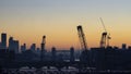 Epic dawn sunrise landscape cityscape over London city sykline looking East along River Thames Royalty Free Stock Photo