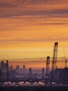 Epic dawn sunrise landscape cityscape over London city sykline looking East along River Thames Royalty Free Stock Photo
