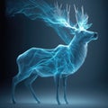 epic deer glowing apparition, a patronus spirit animal, with a blue color scheme Ai generative