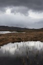 Epic dramatic landscape image of Loch Ba on Rannoch Moor in Scottish Highlands on a Winter morning Royalty Free Stock Photo