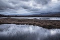 Epic dramatic landscape image of Loch Ba on Rannoch Moor in Scottish Highlands on a Winter morning Royalty Free Stock Photo