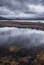 Epic dramatic landscape image of Loch Ba on Rannoch Moor in Scottish Highlands on a Winter morning Royalty Free Stock Photo