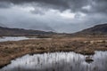 Epic dramatic landscape image of Loch Ba on Rannoch Moor in Scottish Highlands on a Winter morning Royalty Free Stock Photo