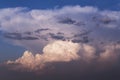 Epic Dramatic Storm Sky. Big Large White Cumulus Clouds Against Blue Sky Background, Cloud Abstract Texture, Thunderstorm