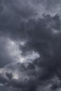 Epic Dramatic Storm sky with dark grey and black cumulus rainy clouds background texture, thunderstorm Royalty Free Stock Photo