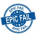 Epic fail blue round grungy rubber stamp with stars