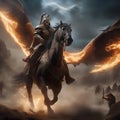 Epic fantasy battle scene with mythical creatures Dramatic lighting and intense action in a mythical setting1