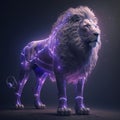 Epic fantasy strong lion with purple aura, fantasy art, generative ai