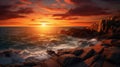 Epic Fantasy Sunset: Dramatic Norwegian Coastal Landscape Royalty Free Stock Photo