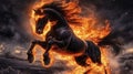 Epic Fiery Beast Prancing With Otherworldly Power in a Dynamic Scene of Inferno and Magic Royalty Free Stock Photo