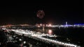 Epic fireworks display in the city - Abu Dhabi corniche road Royalty Free Stock Photo